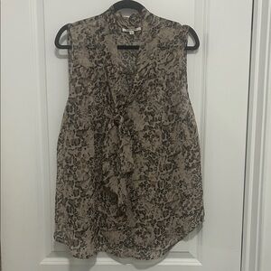 Daniel Rainn Brown Patterned Sleeveless Blouse